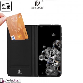 Dux Ducis dirbtinės odos atverčiamas juodas dėklas  (telefonams Samsung S21 Plus)